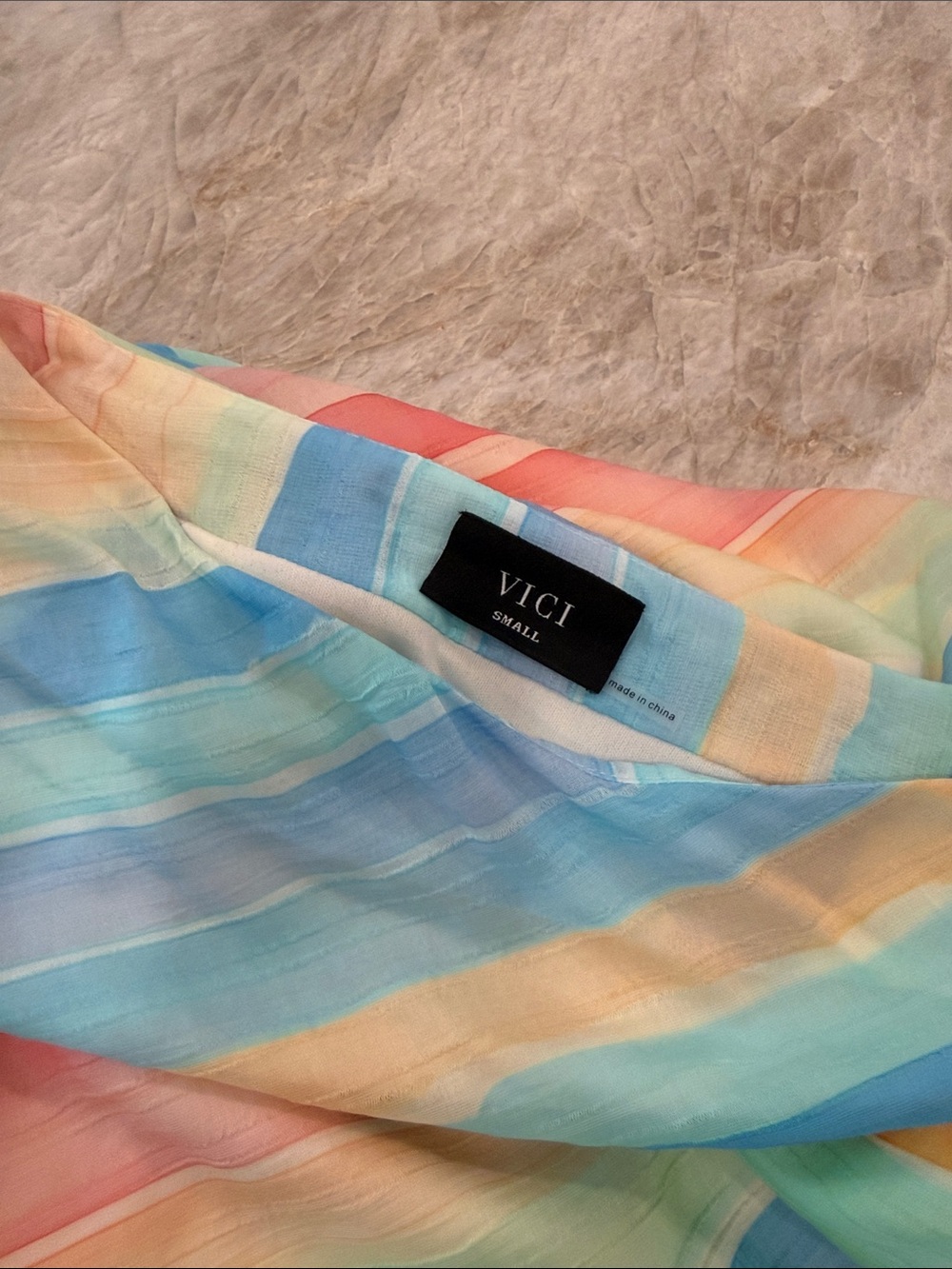 Vici Pastel Rainbow Diagonal Stripe A-Line Skirt - Picture 2 of 2